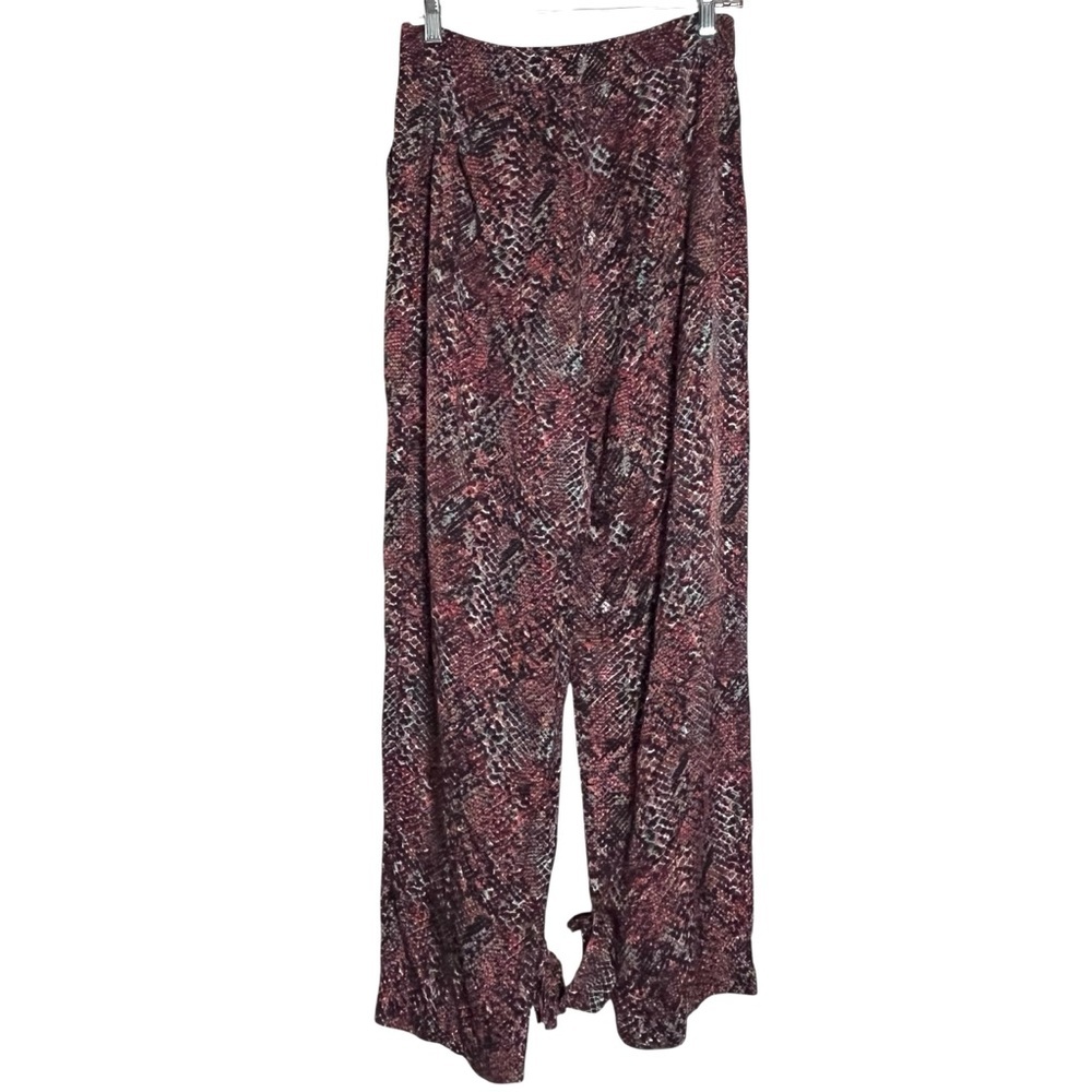 NICHOLAS Silk Blend Red and Black Snake-Print Ankle Tie Erato Pants — Size 4
